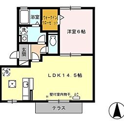 クロシェット雅 1LDKの間取図画像