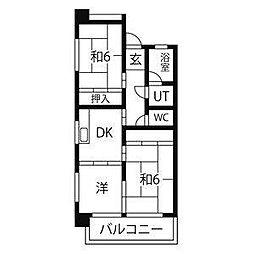コーポ香流橋 3DKの間取図画像
