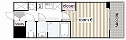 プレサンス葵デュリス 1Kの間取図画像