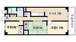 サニーコート矢田 3DKの間取図画像