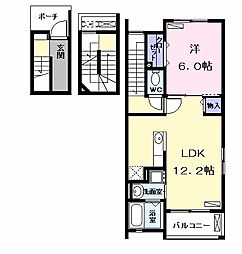 デュ・ハピネス 1LDKの間取図画像