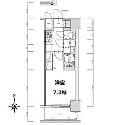 S-RESIDENCE亀島駅前ascent 1Kの間取図画像