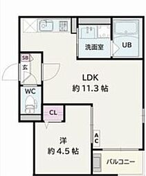 Jack sambanI 1LDKの間取図画像