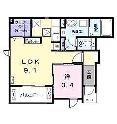 ブルーム 1LDKの間取図画像