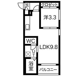レガリスト中村公園西 1LDKの間取図画像