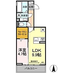 シャルマン高畑 1LDKの間取図画像