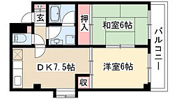 Gサイド白羽根 2DKの間取図画像
