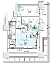 プラウドタワー名駅 2LDKの間取図画像