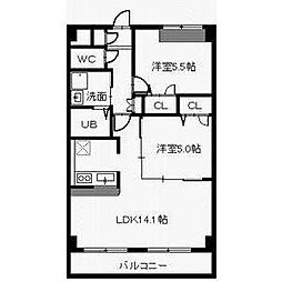 サニーコートK 2LDKの間取図画像