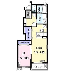 ピースコート 1LDKの間取図画像