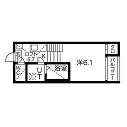 アジュール鶴舞 1Kの間取図画像