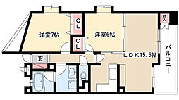 ウイステリア妙音通 2LDKの間取図画像