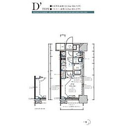 ディアレイシャス名古屋大須通 1Kの間取図画像
