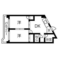 第二協和コーポ 2DKの間取図画像
