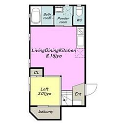 プライム4 1LDKの間取図画像