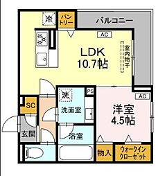 カリーノ姫宮 1LDKの間取図画像