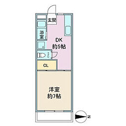サンライズ2 1DKの間取図画像