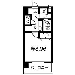 パークアベニューティリェツ 1Kの間取図画像