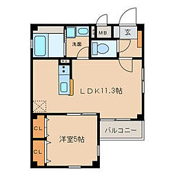グランレーヴ千代田 1LDKの間取図画像