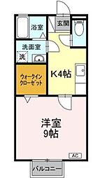ピアハウスK 1Kの間取図画像