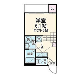 ハーモニーテラス山脇町 1Kの間取図画像