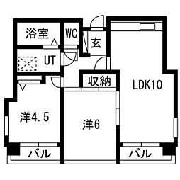 グランディ城見1 2LDKの間取図画像