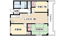 グレース社台 3LDKの間取図画像