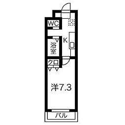 A・City東岸 1Kの間取図画像