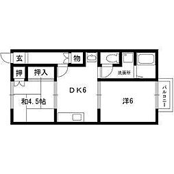イヴォアール 2DKの間取図画像