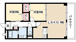 ウィステリア弐番館 2LDKの間取図画像