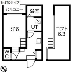 吹上パークタワー31F 1Kの間取図画像