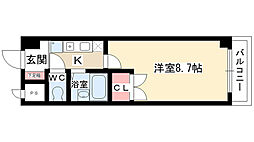 サンセイハイツ社台 1Kの間取図画像