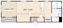 GCDヴィラ荒子 1LDKの間取図画像