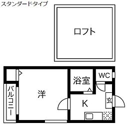 アリビラ名西 1Kの間取図画像