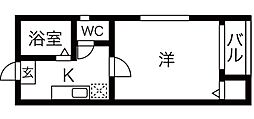 エーデルワイス2 1Kの間取図画像