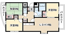 ファミーユ植田東 3LDKの間取図画像