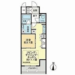 プレイス白壁 1LDKの間取図画像