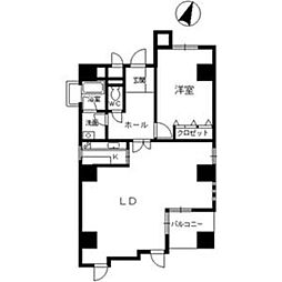 バードヒル伏見 1LDKの間取図画像