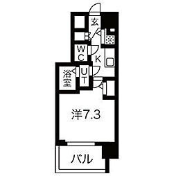 エスリード千種パークフロント 1Kの間取図画像