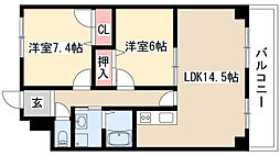シティーコート翠雲 2LDKの間取図画像