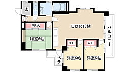 ヴィアーレマルフク北館 3LDKの間取図画像