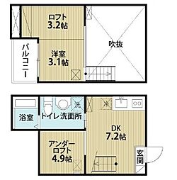 サンエイブリッジ1 ワンルームの間取図画像