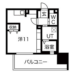 ルシェット白川公園 ワンルームの間取図画像