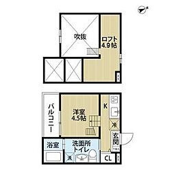 Tom'sTenement3 ワンルームの間取図画像