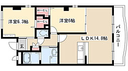 ラフォーレ東山 2LDKの間取図画像