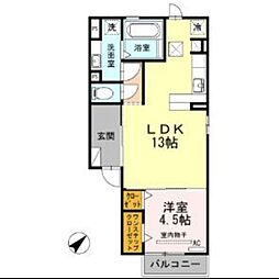 サニーホーム中花 1LDKの間取図画像