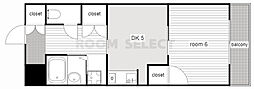 タウンM&EA棟 1DKの間取図画像