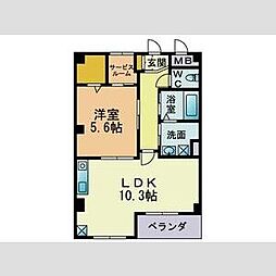サンテラス 1LDKの間取図画像