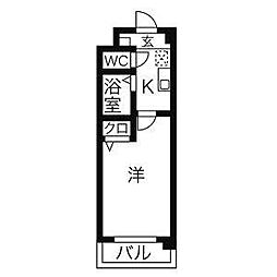 マメゾンちかふじ 1Kの間取図画像