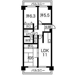 ライオンズマンション杁中ガーデンD棟 3LDKの間取図画像